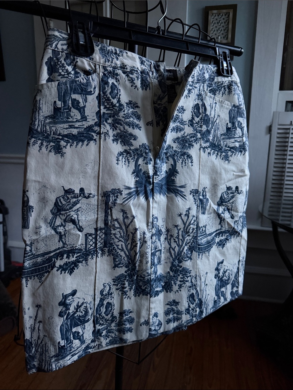 XOXO Blue and Cream Floral Stretch Cotton Skirt
